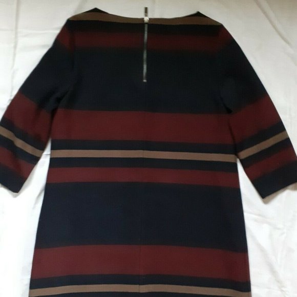 Phase Eight Sophie Black, Burgundy & Sand Striped Knitted Dress Size 10 - Picture 5 of 5